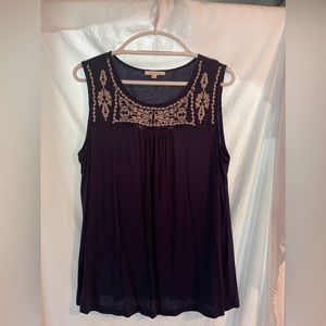 Skies are Blue Traleven Embroidered Yoke Knit Top Size XL